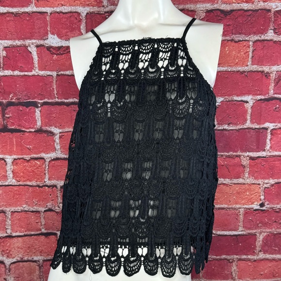 Purple Snow Black Lace Sheer Halter Top - XL - Picture 2 of 11